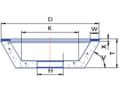 CBN köszörű korong - 11A2 D125 T50 W10 X5 H32