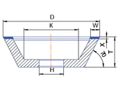 Gyémánt köszörű korong - 11V2 D125 W10 X5 H32 T40