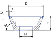 Gyémánt köszörű korong - 11V9 D125 W10 X3 H32