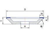 Gyémánt köszörű korong - 12C9 D100 W10 U2 X4 H20