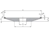 Gyémánt köszörű korong - 12B9 D150 W3 X2 T11 H20 V10°