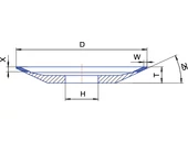 CBN köszörű korong - 12R4 D150 W5 X3 T16 H32