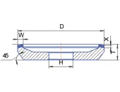 Gyémánt köszörű korong - 12V5 D100 W6 X6 H20 V45°
