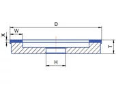 CBN köszörű korong - 6A2 D200 W20 X3 H76,2 T20