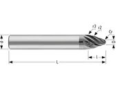 Keményfém hordó (barrel) profilú, kúpos geometriájú maró - D4.0/14.5 - d16  - Cr 2.0 mm