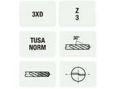 Keményfém mikrómaró - D0.3/0.9 - d3 mm - Z3