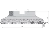 Kép 2/2 - Feltűzhető 45°-os marófej - D63 mm d=22 mm Z=5 L=40 mm