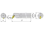 Váltólapkás belső esztergakés 107.5°-os - DMIN20.0-DMAX50.0mm