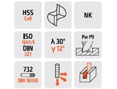 Hosszlyukmaró rövid HSCo8 - D13.0/16.0 - d12.0 mm
