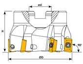 Kép 2/2 - Feltűzhető 90°-os marófej - D63 mm d2=22 mm Z=6 H=40 mm