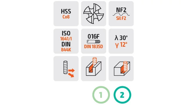 Nagyolómaró 4 élű HSSCo8 - D6.0/16.0 d10