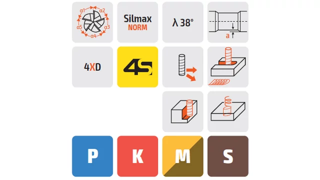 Keményfém dinamikus 5 élű 4XD maró - D10.0/45.0 d10 - Cr0.5