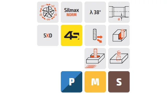 Keményfém 38°os 5 élű hosszú maró - D6.0 - 25.0 mm