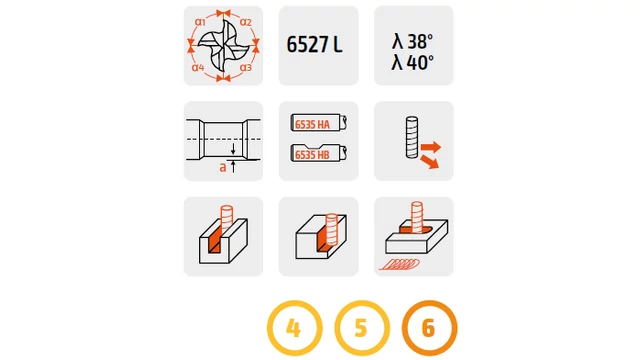 Keményfém 38-40°-os maró 4 élű