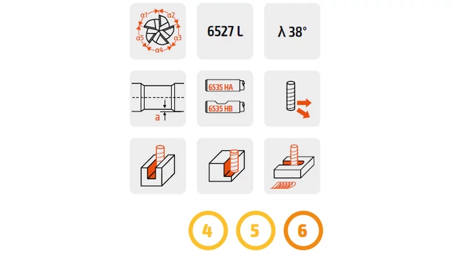 Keményfém 38°-os maró 5 élű