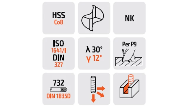 Hosszlyukmaró rövid HSCo8 - D13.0/16.0 - d12.0 mm