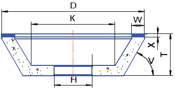 CBN köszörű korong - 11A2 D125 T50 W10 X5 H32