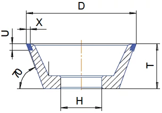 Gyémánt köszörű korong - 11V9 D125 W10 X3 H32