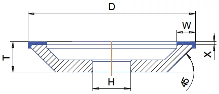 CBN köszörű korong - 12C9 D125 W10 U4 X2 H20 T16 J55 K55 E8