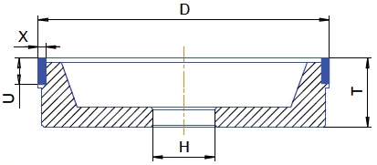 Gyémánt köszörű korong - 6A9 D100 X3 U6 T30 H20 E10 K80