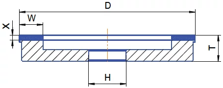 Gyémánt köszörű korong - 6A2H D200 W6 X6 H50 T30 E13